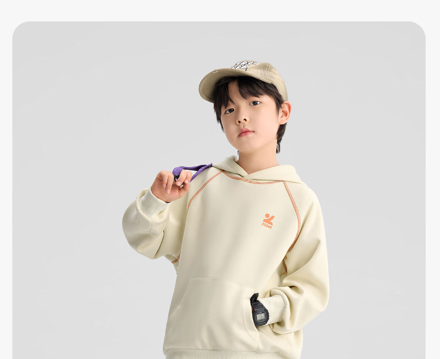 Zuo Xi Kids Children's Sweatshirt 2026 Spring New Boys Jacket Boys Sportswear Top Trendy Light Gray 150 22